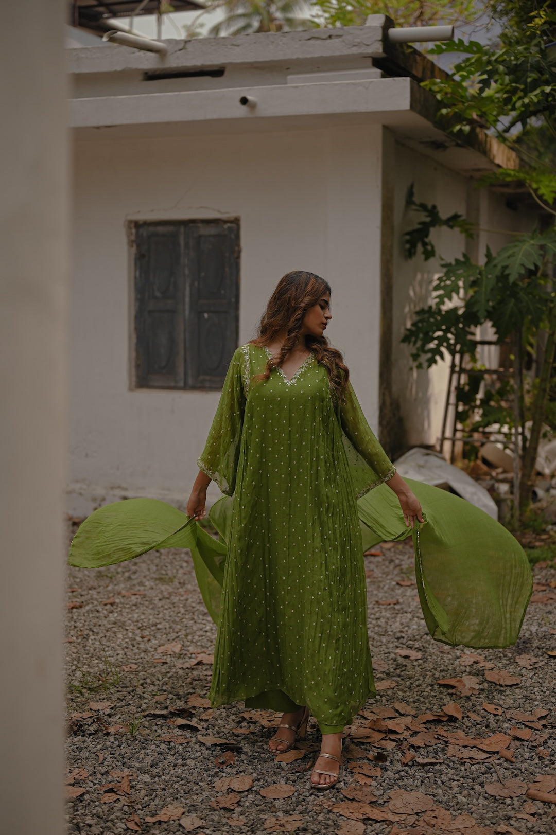 Mehendi Green Zari and Sequence work Kurta Set - Zuleiha