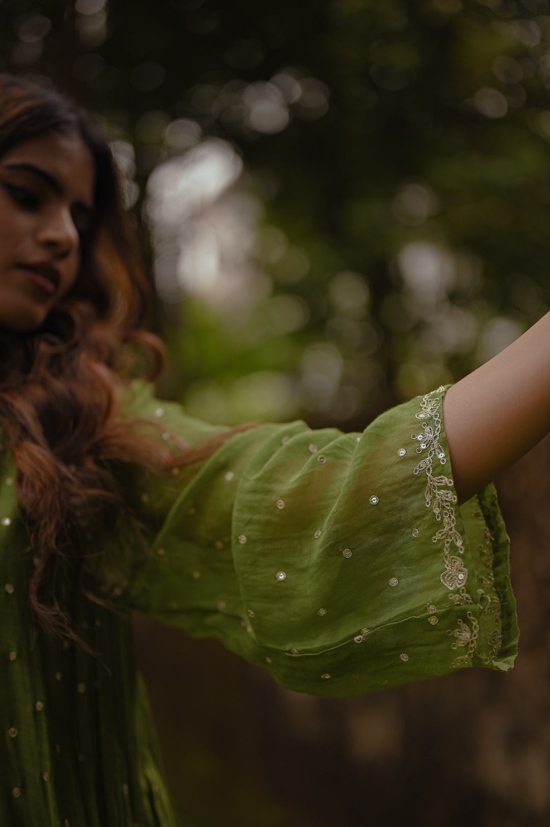 Mehendi Green Zari and Sequence work Kurta Set - Zuleiha