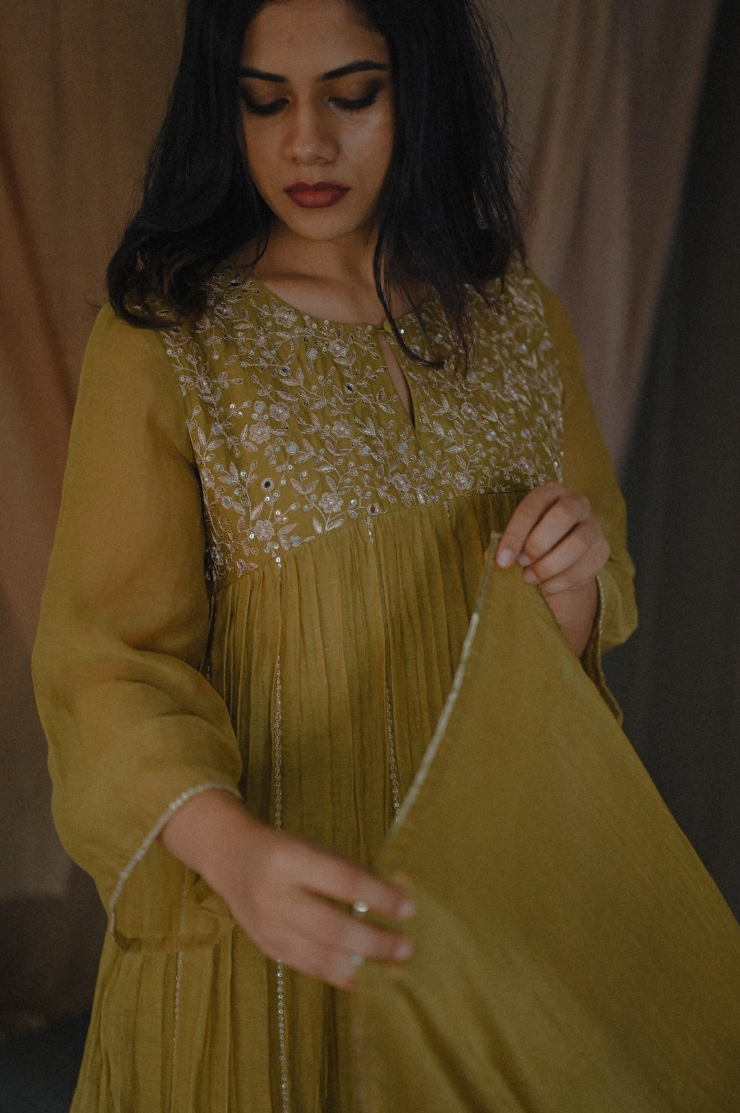 Mustard Green Kurta Set - Zuleiha