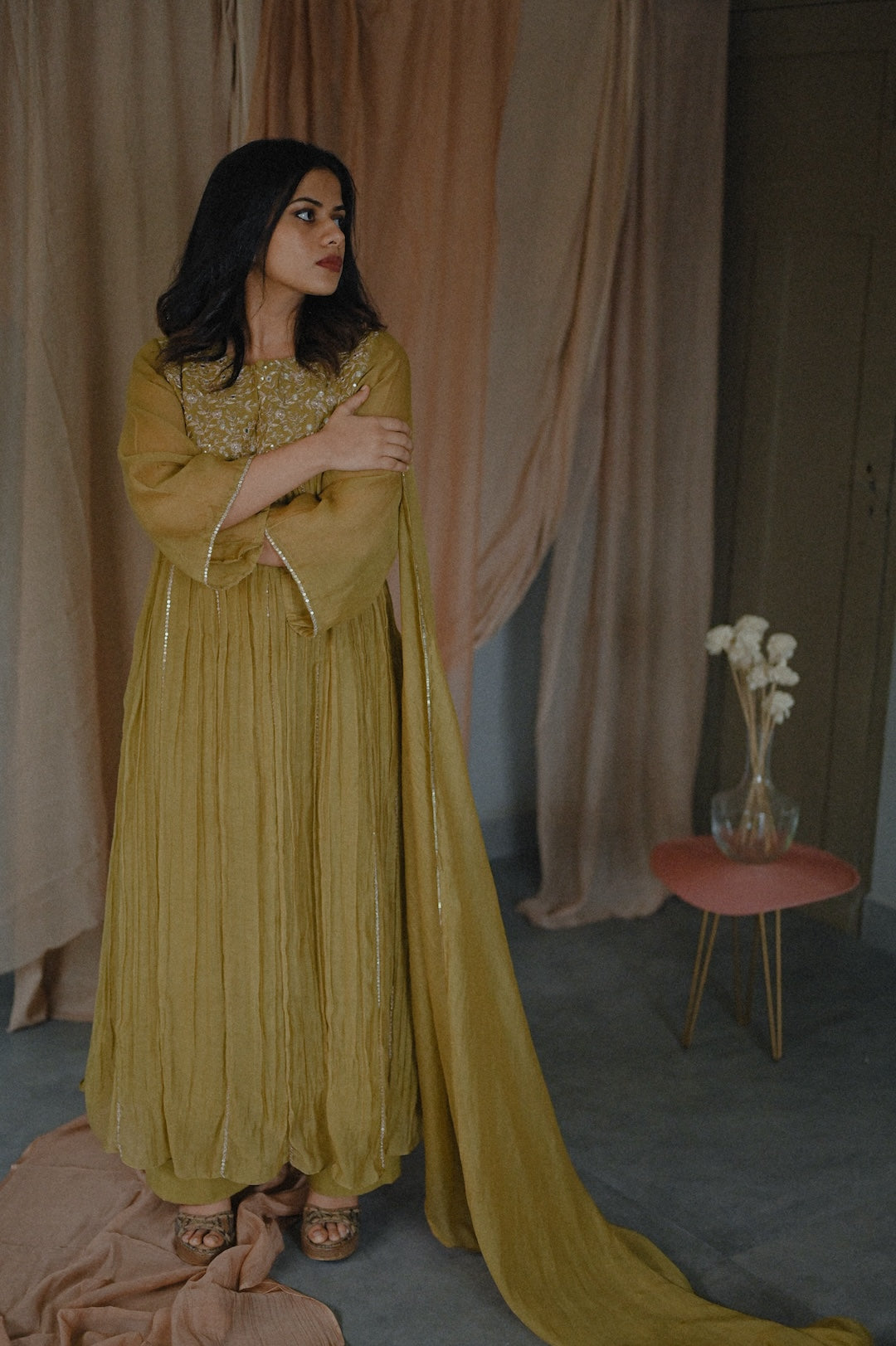Mustard Green Kurta Set - Zuleiha