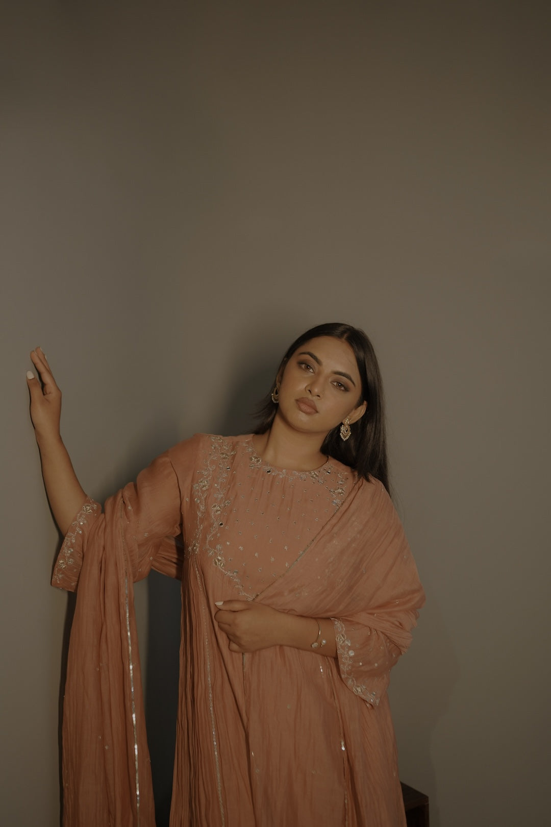 Rust Mirror Work Kurta Set - Zuleiha