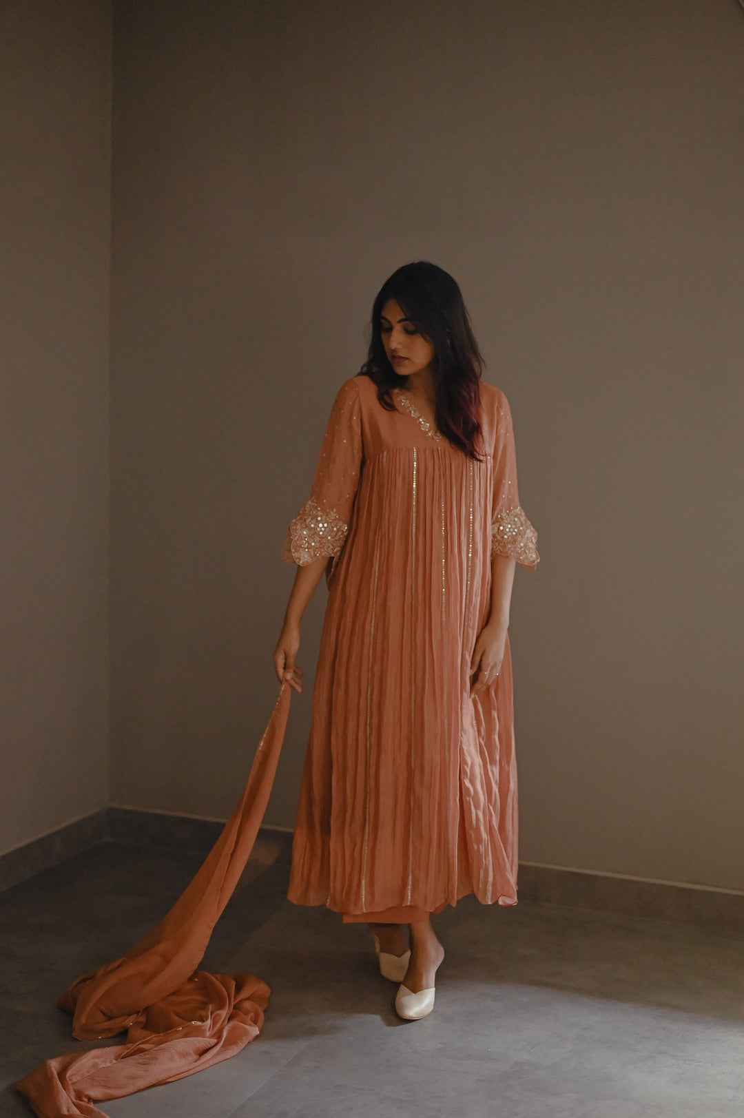 Earthy Peach Kurta Set - Zuleiha