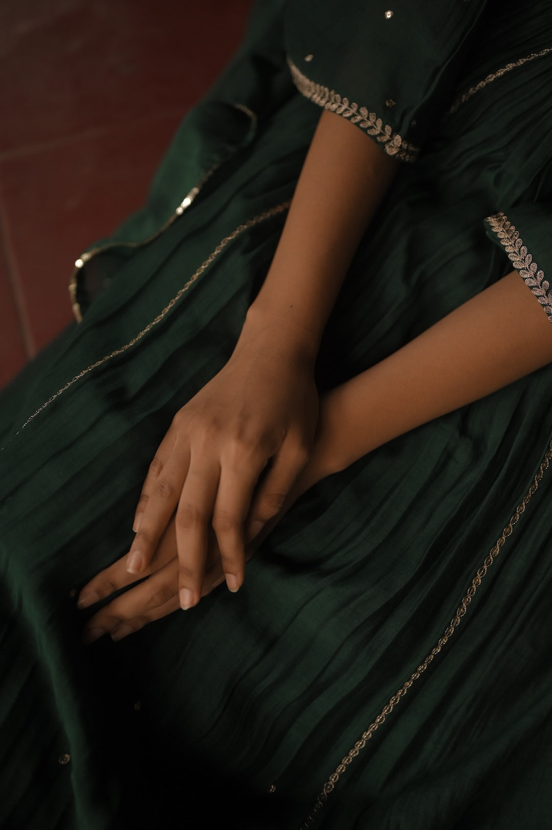Deep Green Zari Work Kurta Set - Zuleiha
