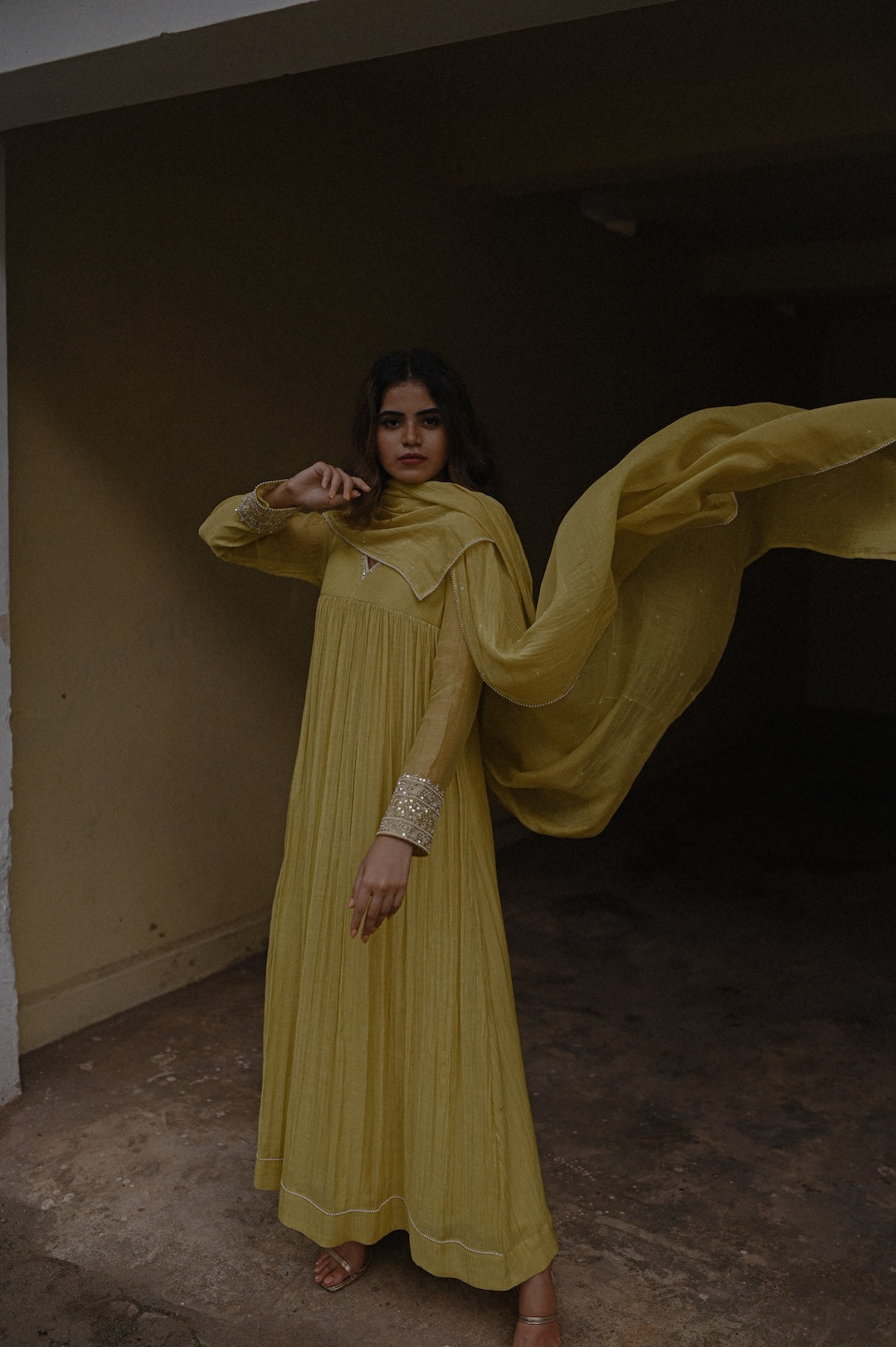 Sunflower Yellow Gathered Kurta Set - Zuleiha