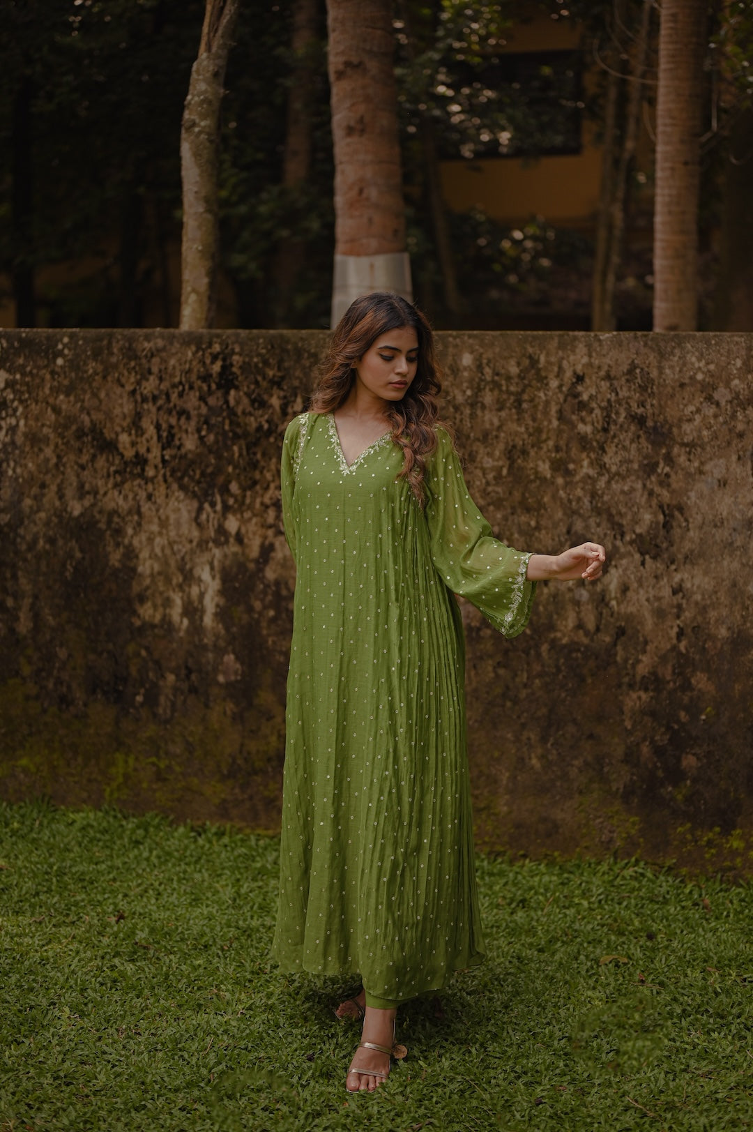 Mehendi Green Zari and Sequence work Kurta Set - Zuleiha