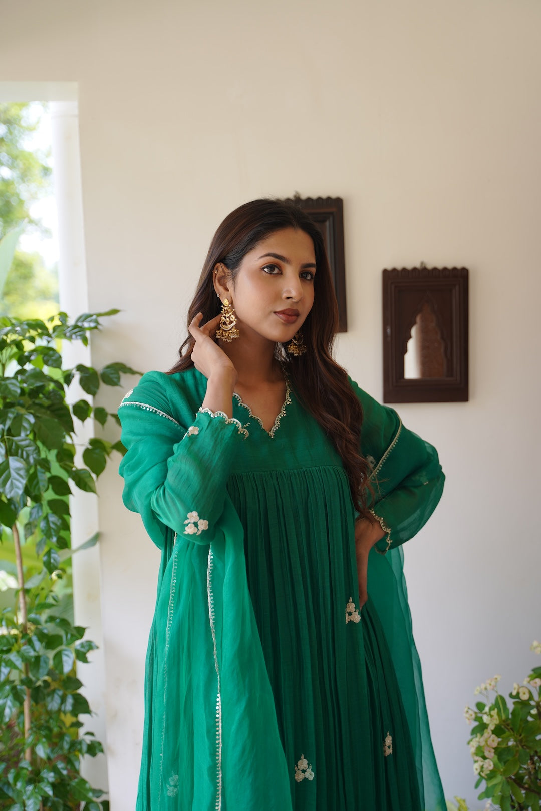 Signature Green Chanderi and Kurti Set - Zuleiha