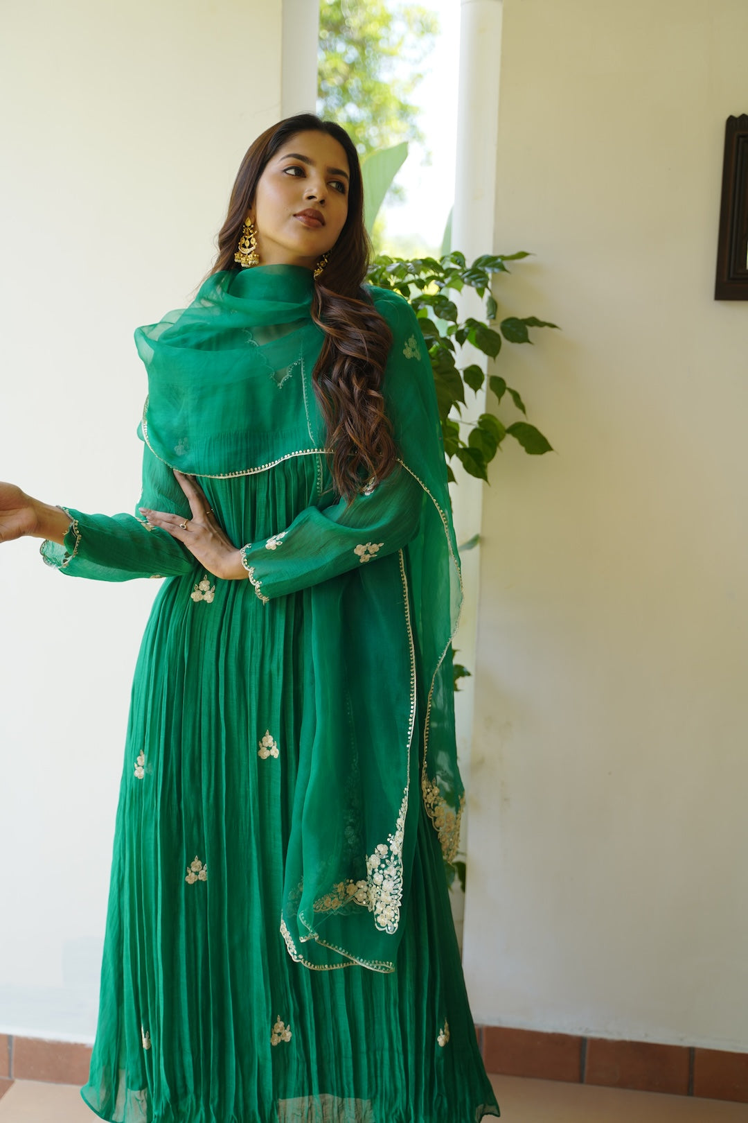 Signature Green Chanderi and Kurti Set - Zuleiha