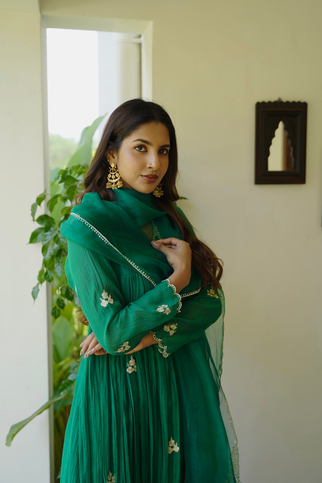 Signature Green Chanderi and Kurti Set - Zuleiha