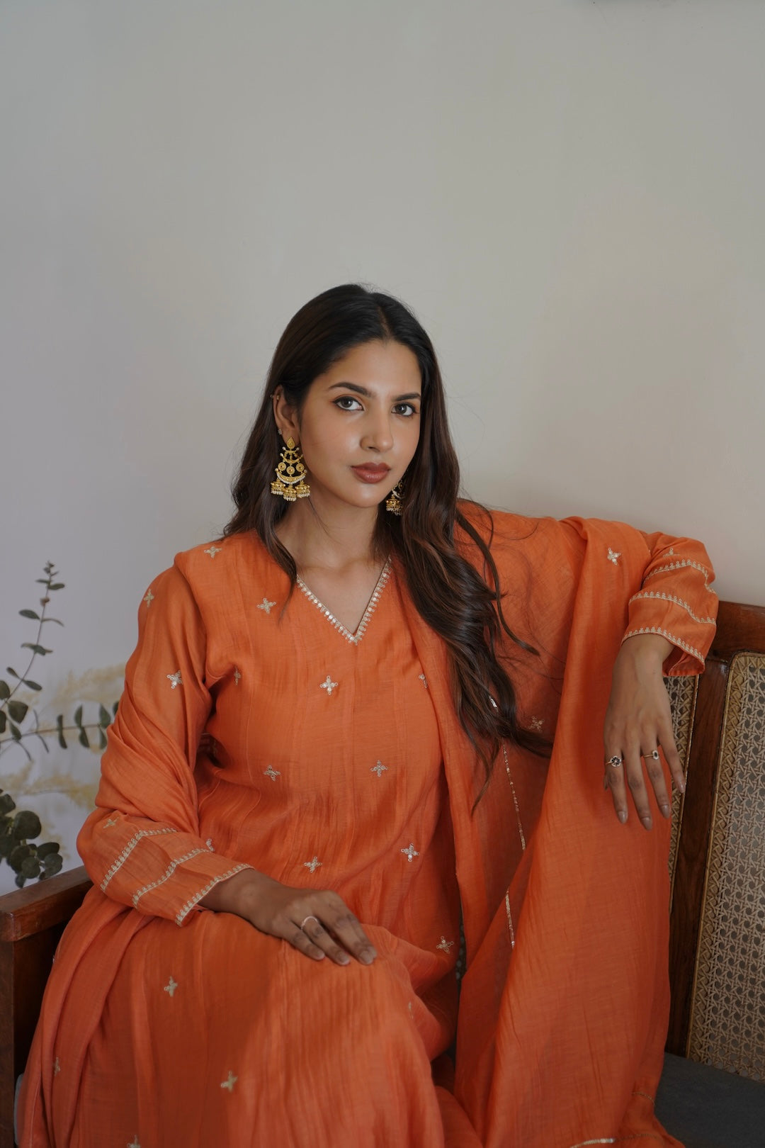 Orange Kurti Set - Zuleiha