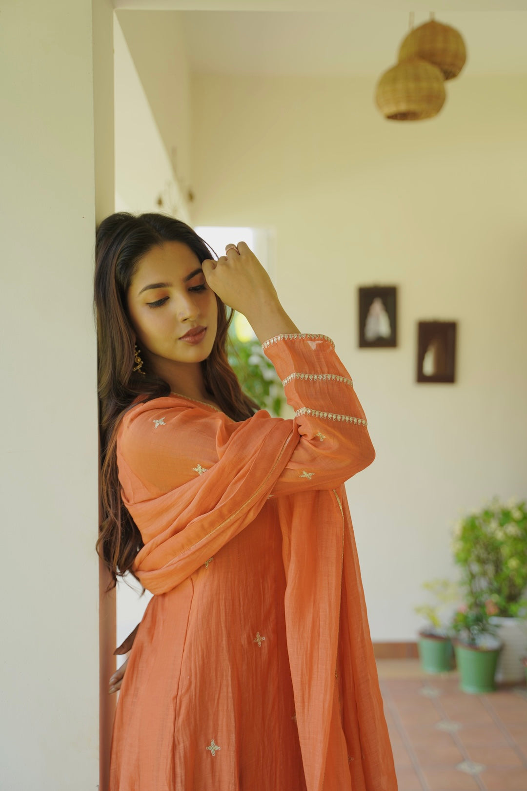 Orange Kurti Set - Zuleiha
