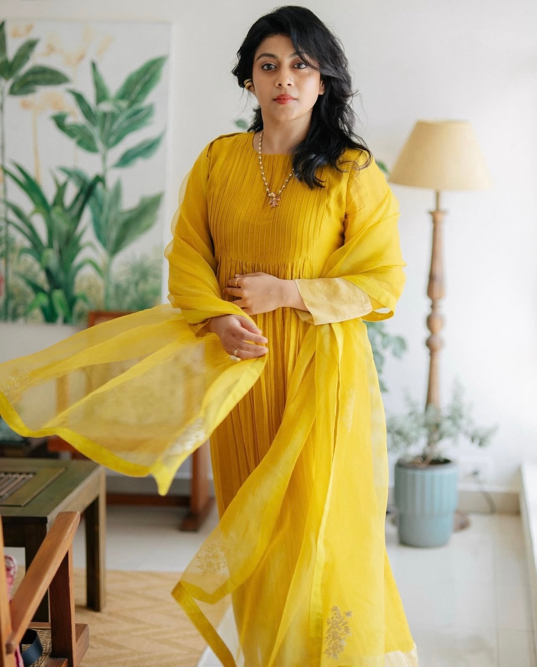 Shruthi Ramachandran in Zuleiha mustard yellow Kurti set