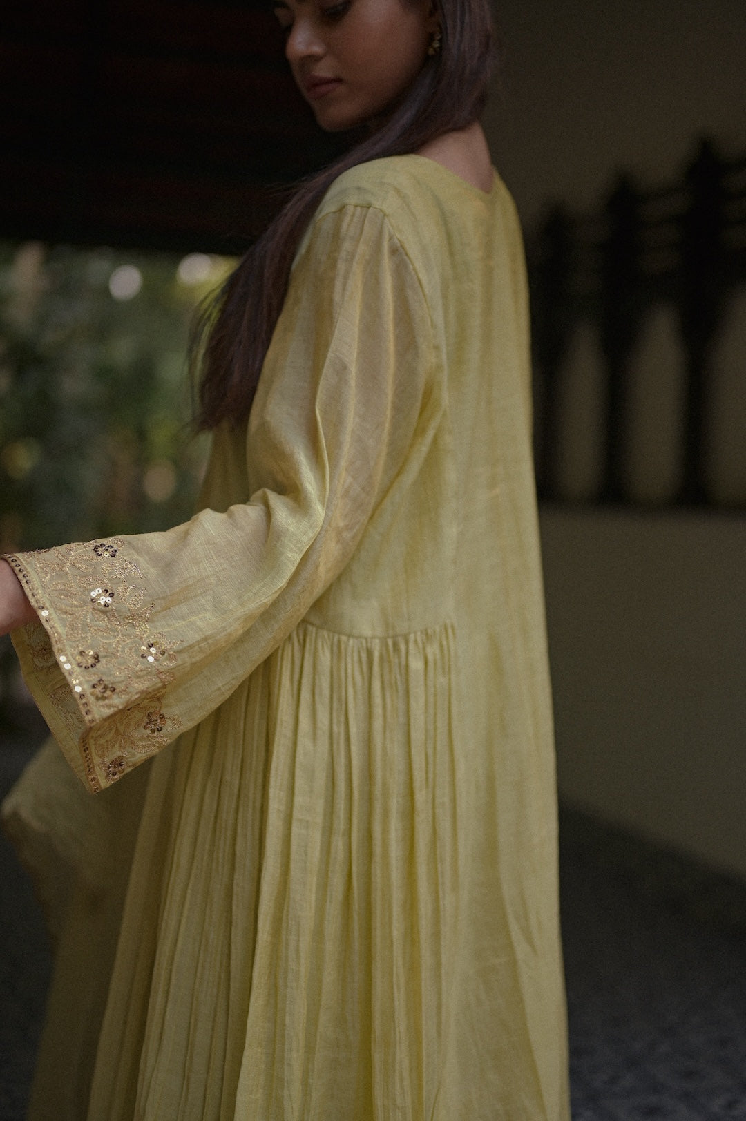 Pastel Green Chanderi Tissue Kurta Set - Zuleiha