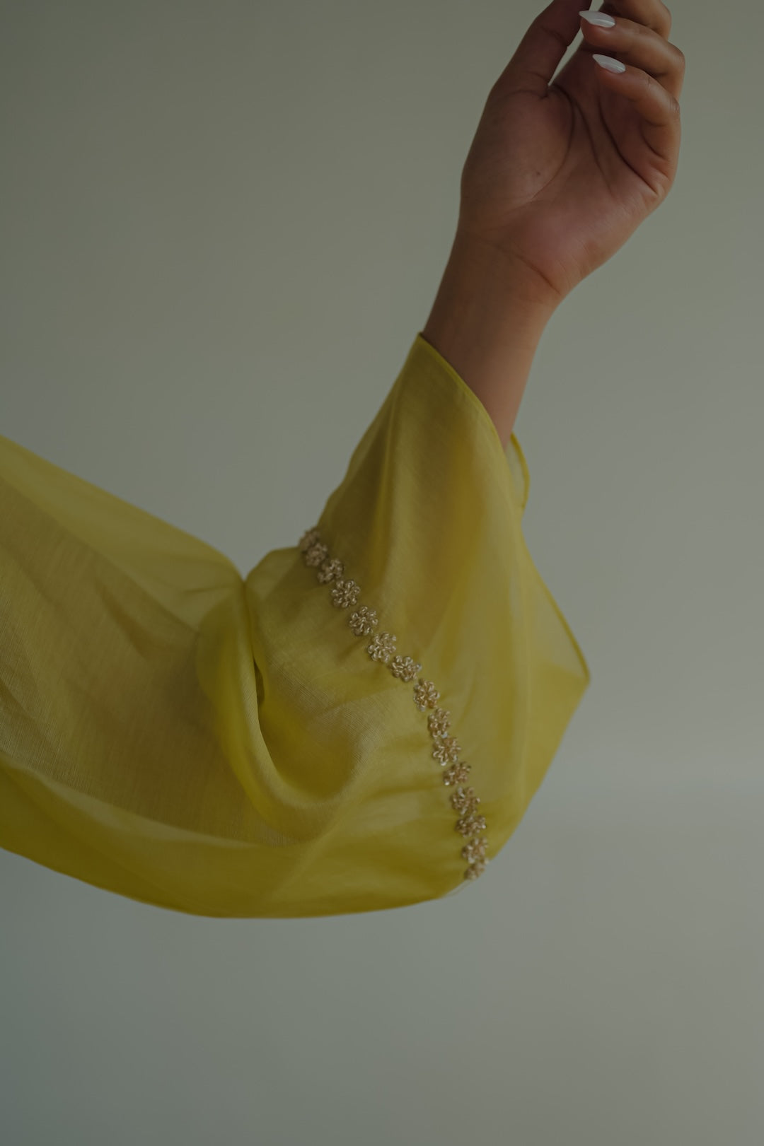 Lime Green Chanderi and Organza kurta set - Zuleiha