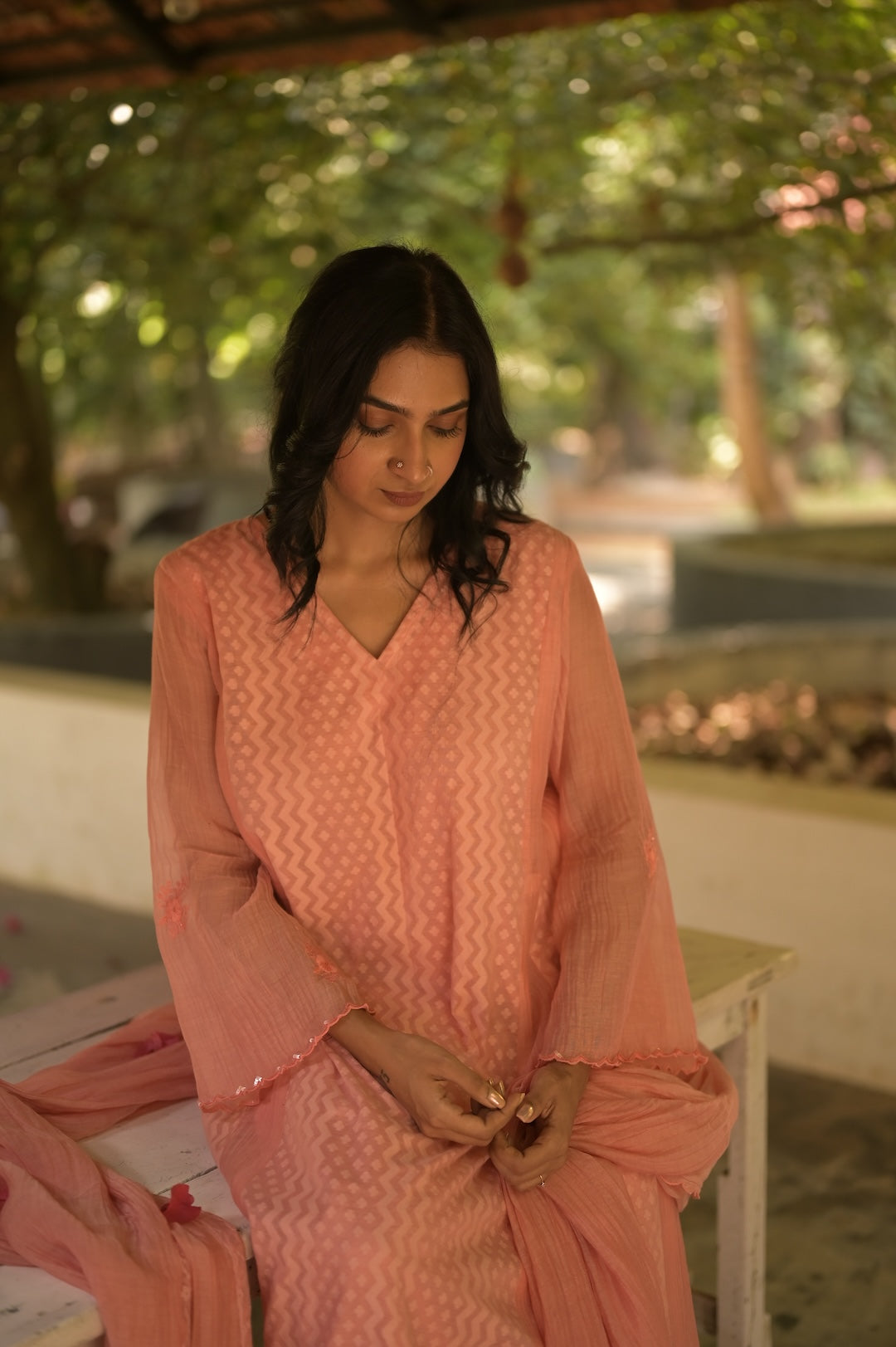 Blush Peach Kurta Set - Zuleiha