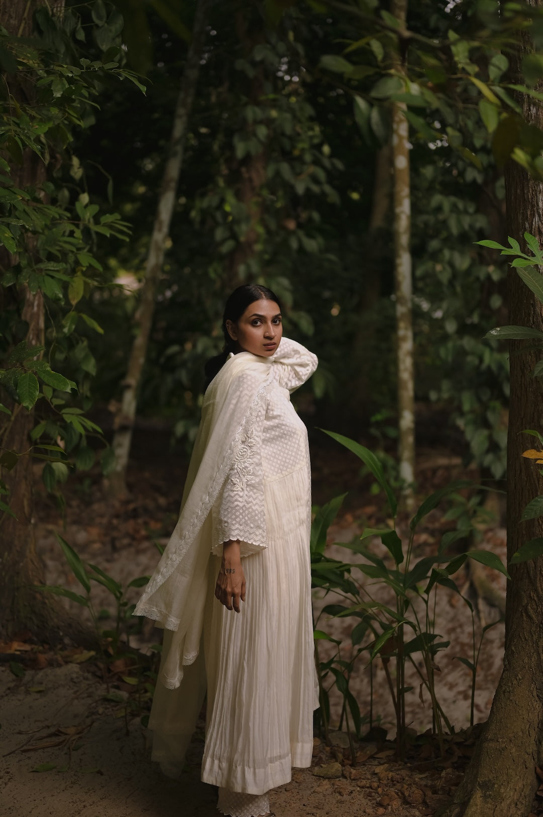 Ivory Self Chanderi Kurta Set - Zuleiha