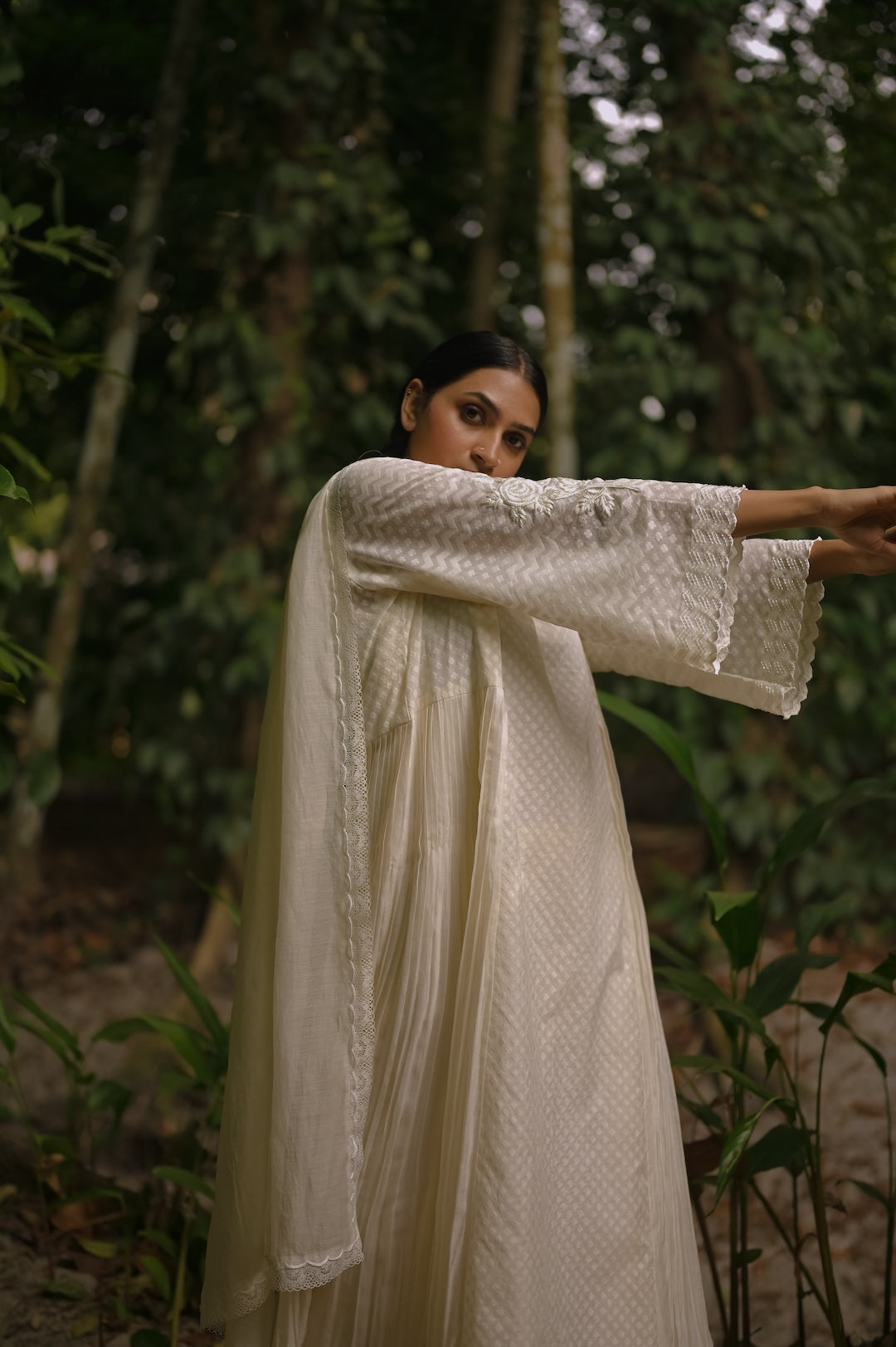 Ivory Self Chanderi Kurta Set - Zuleiha
