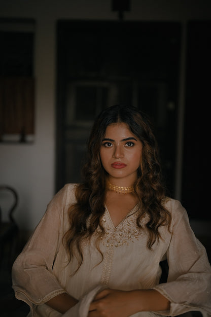 Ivory Zari Handworked Kurta Set - Zuleiha