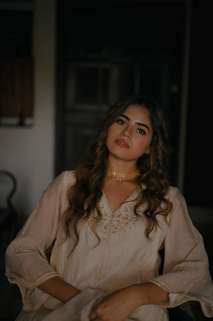 Ivory Zari Handworked Kurta Set - Zuleiha