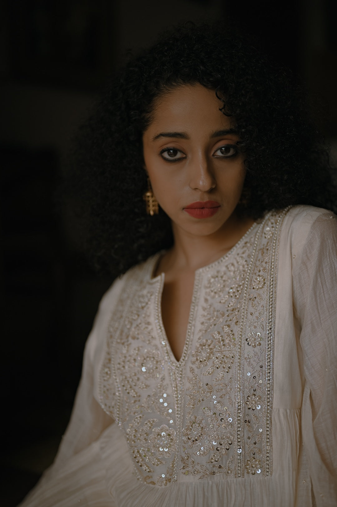 Ivory Pearl and Zari Handworked Kurta Set - Zuleiha
