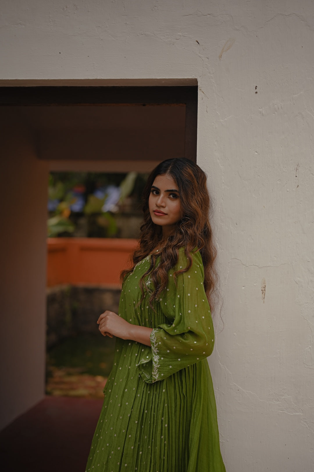 Mehendi Green Zari and Sequence work Kurta Set - Zuleiha