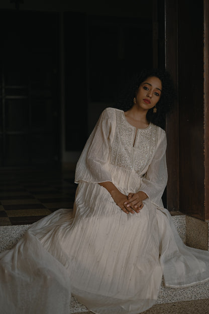 Ivory Pearl and Zari Handworked Kurta Set - Zuleiha