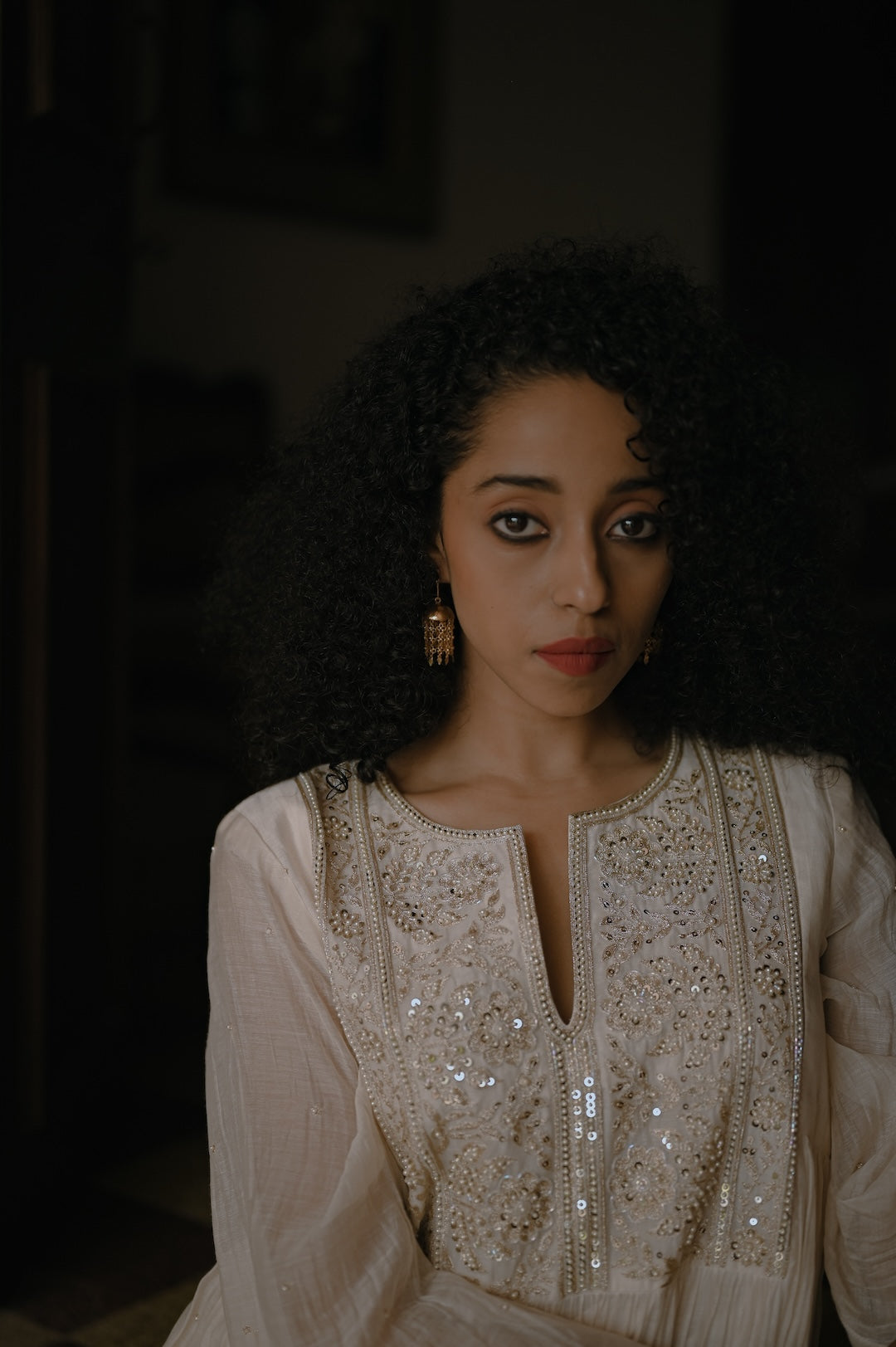 Ivory Pearl and Zari Handworked Kurta Set - Zuleiha