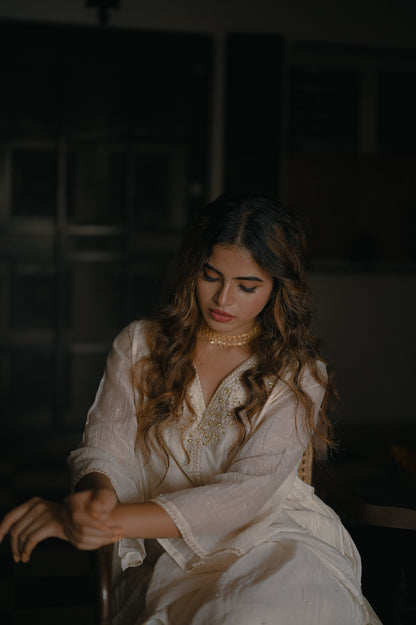 Ivory Zari Handworked Kurta Set - Zuleiha