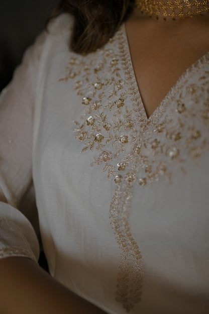Ivory Zari Handworked Kurta Set - Zuleiha