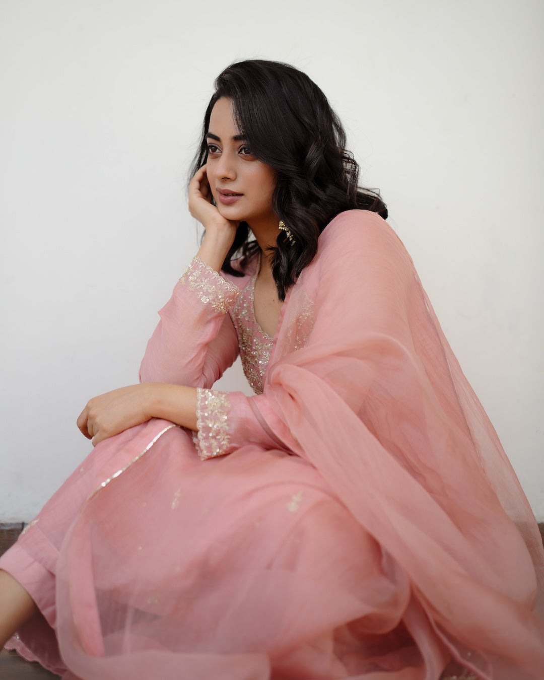 Namitha Pramod In Peach Pink Set - Zuleiha