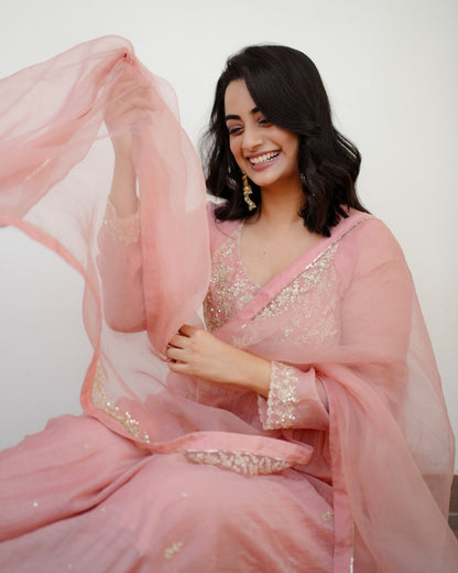 Namitha Pramod In Peach Pink Set - Zuleiha