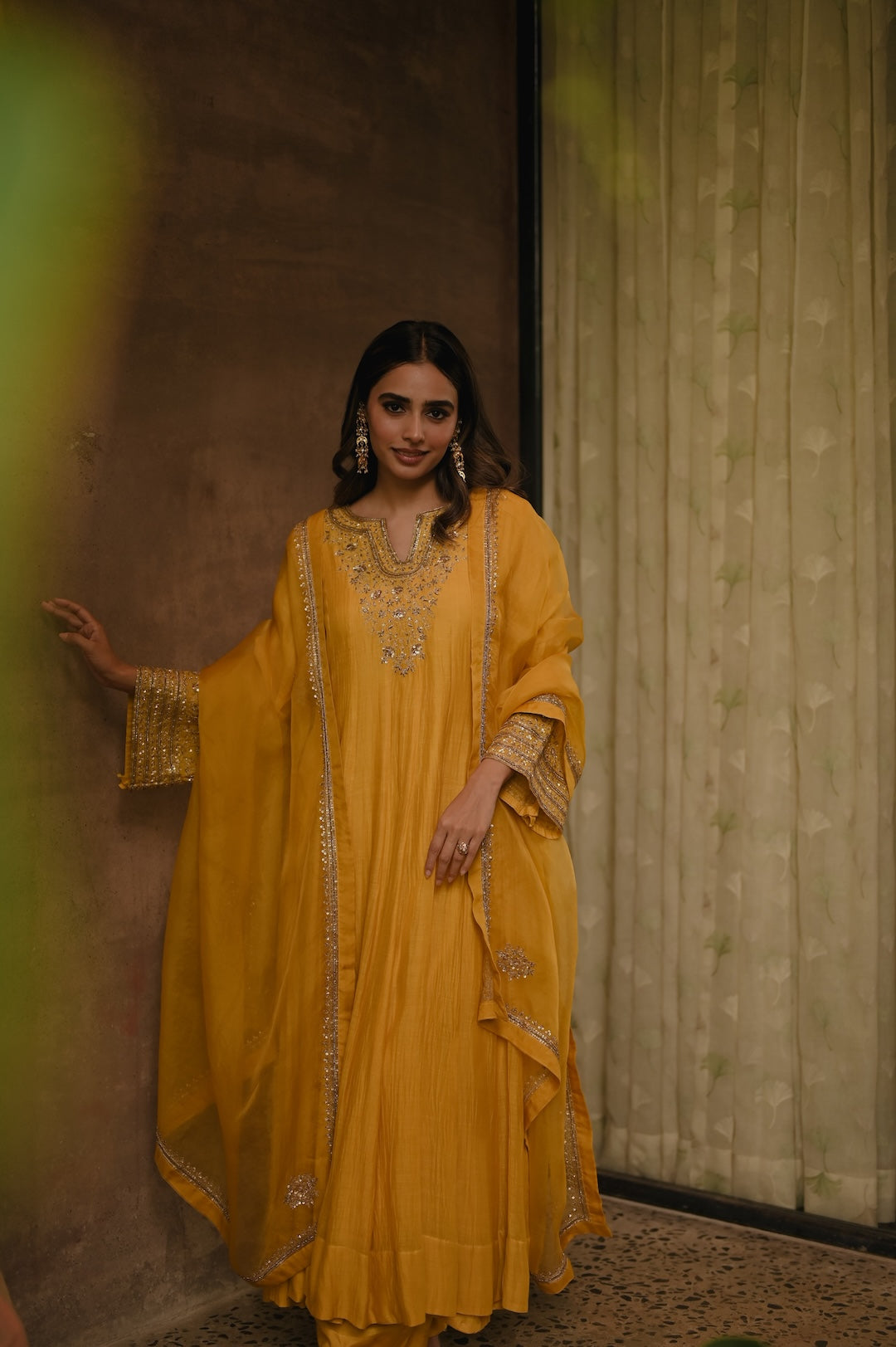 Roohi Yellow Anarkali Set - Zuleiha