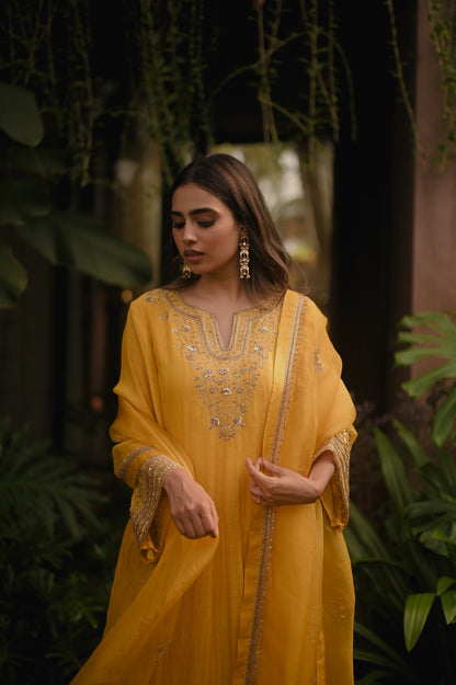 Roohi Yellow Anarkali Set - Zuleiha