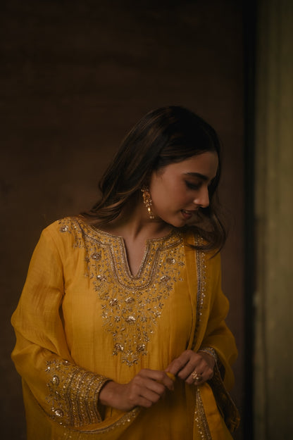 Roohi Yellow Anarkali Set - Zuleiha