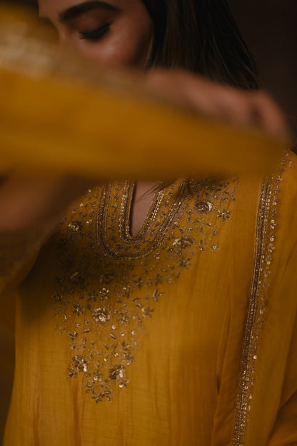 Roohi Yellow Anarkali Set - Zuleiha