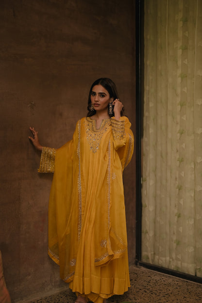 Roohi Yellow Anarkali Set - Zuleiha