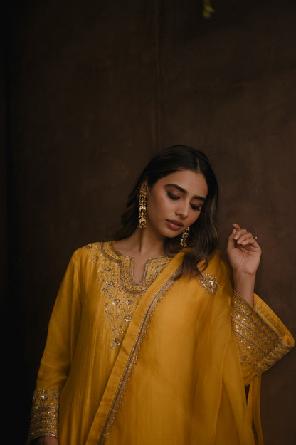 Roohi Yellow Anarkali Set - Zuleiha