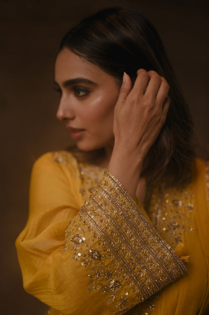 Roohi Yellow Anarkali Set - Zuleiha