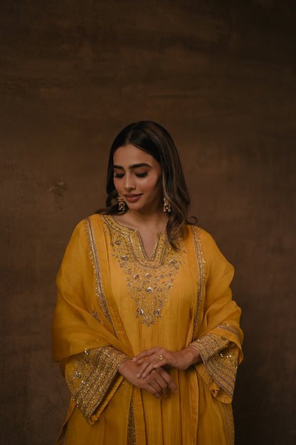 Roohi Yellow Anarkali Set - Zuleiha
