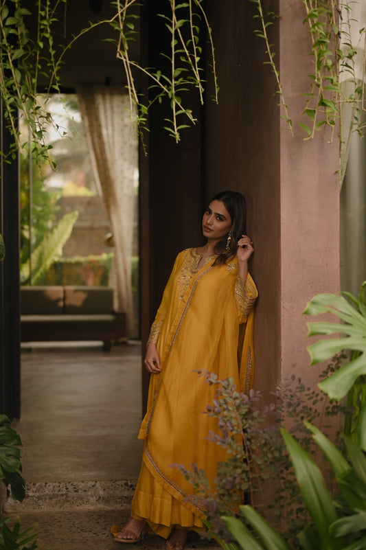 Roohi Yellow Anarkali Set - Zuleiha
