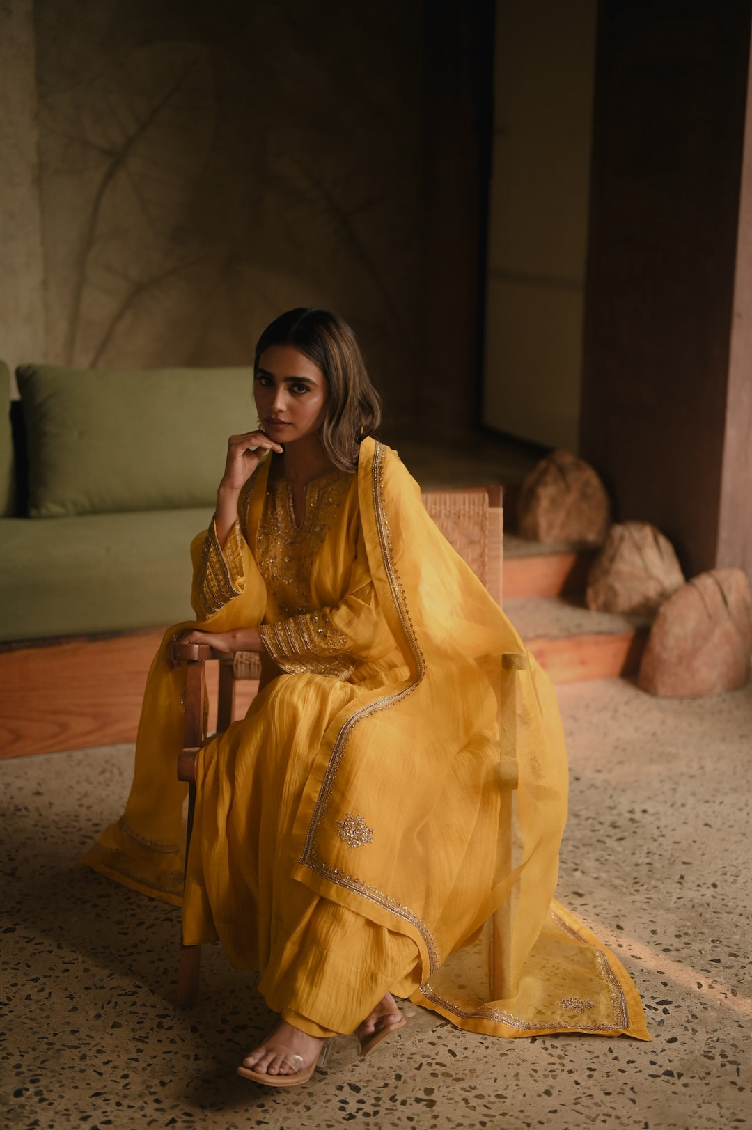 Roohi Yellow Anarkali Set - Zuleiha