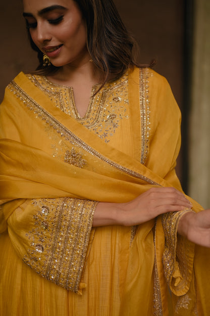 Roohi Yellow Anarkali Set - Zuleiha