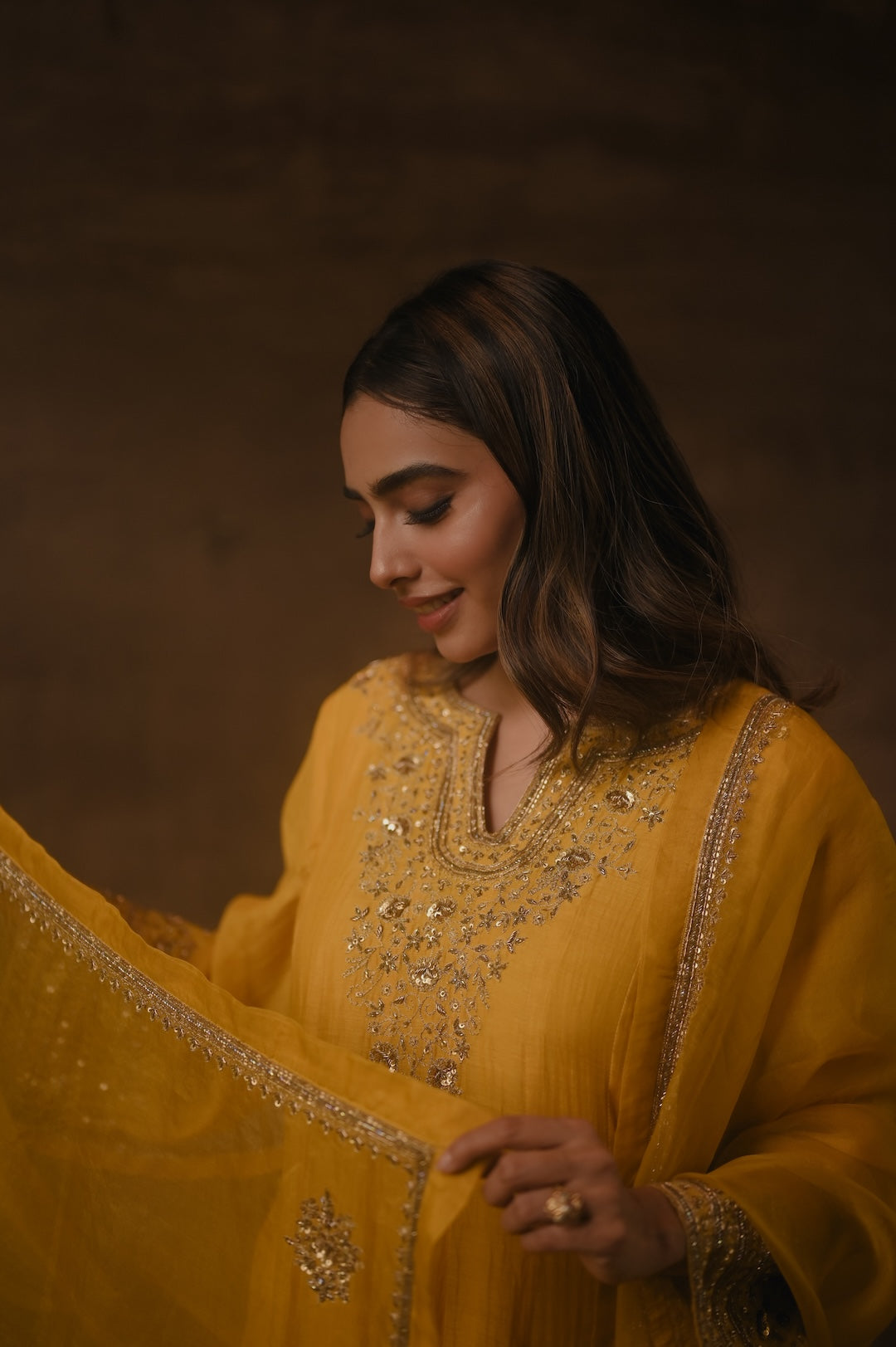 Roohi Yellow Anarkali Set - Zuleiha