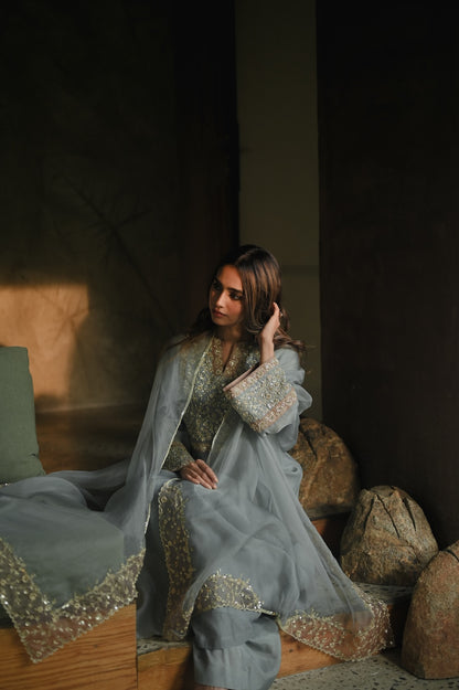 Roohi Earthy Blue set - Zuleiha