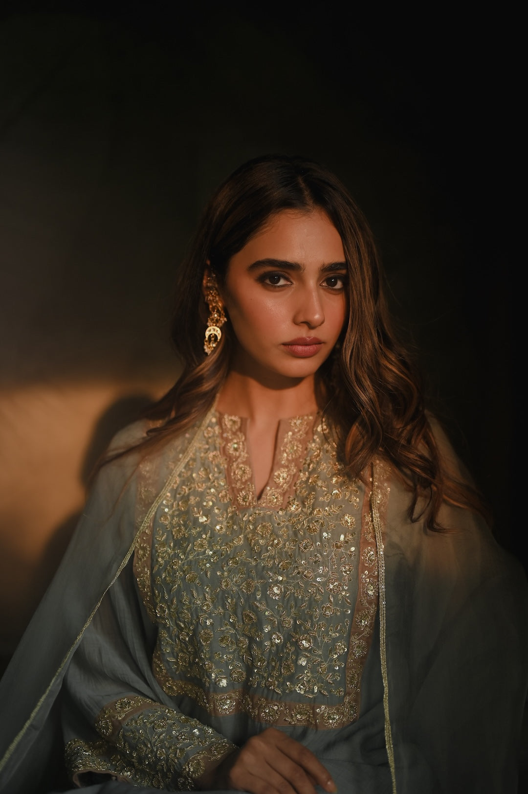 Roohi Earthy Blue set - Zuleiha