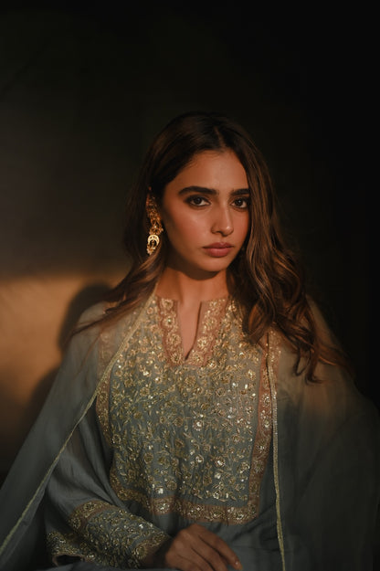 Roohi Earthy Blue set - Zuleiha