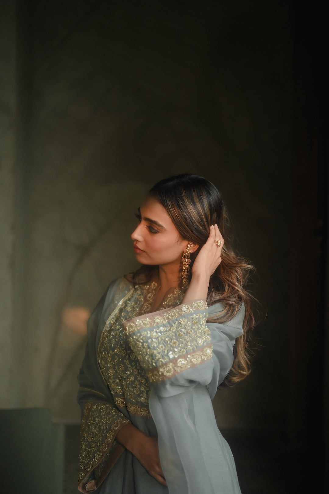 Roohi Earthy Blue set - Zuleiha