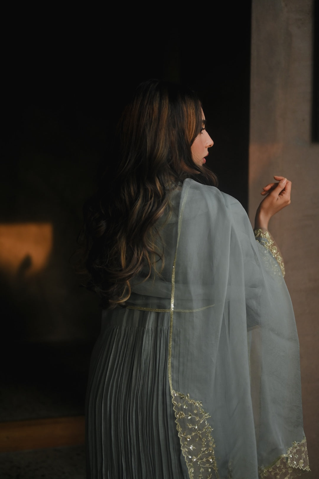 Roohi Earthy Blue set - Zuleiha