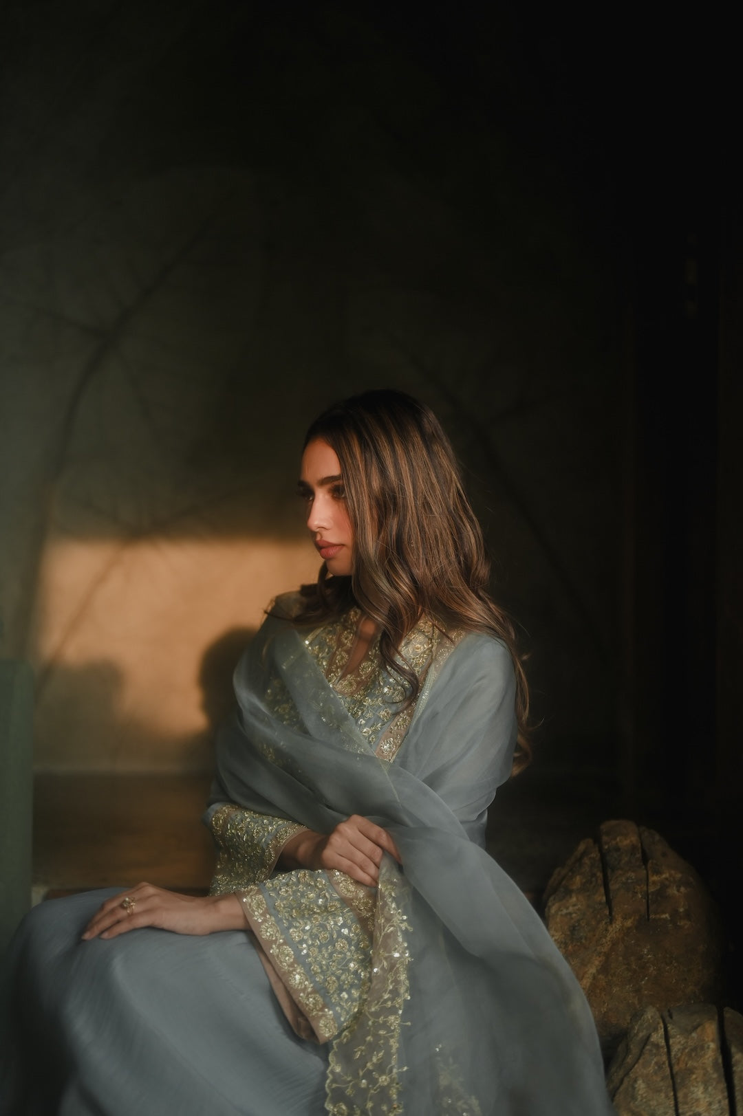 Roohi Earthy Blue set - Zuleiha