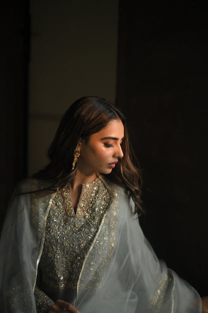Roohi Earthy Blue set - Zuleiha