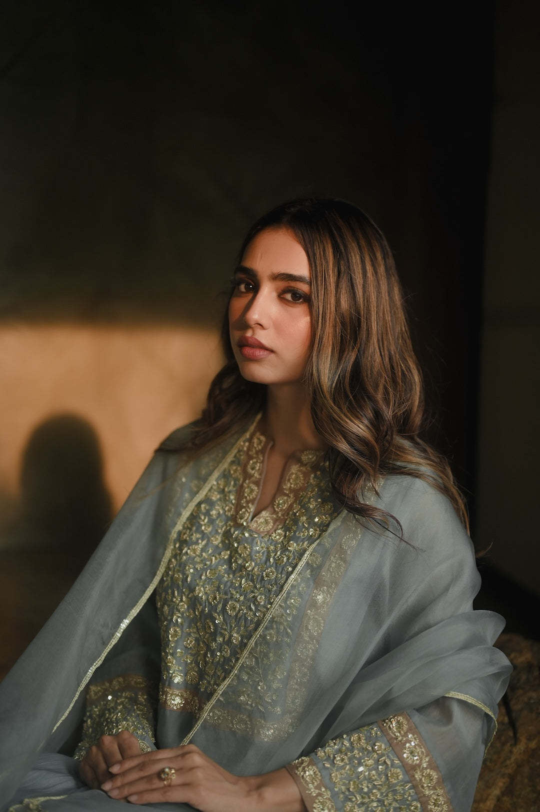 Roohi Earthy Blue set - Zuleiha